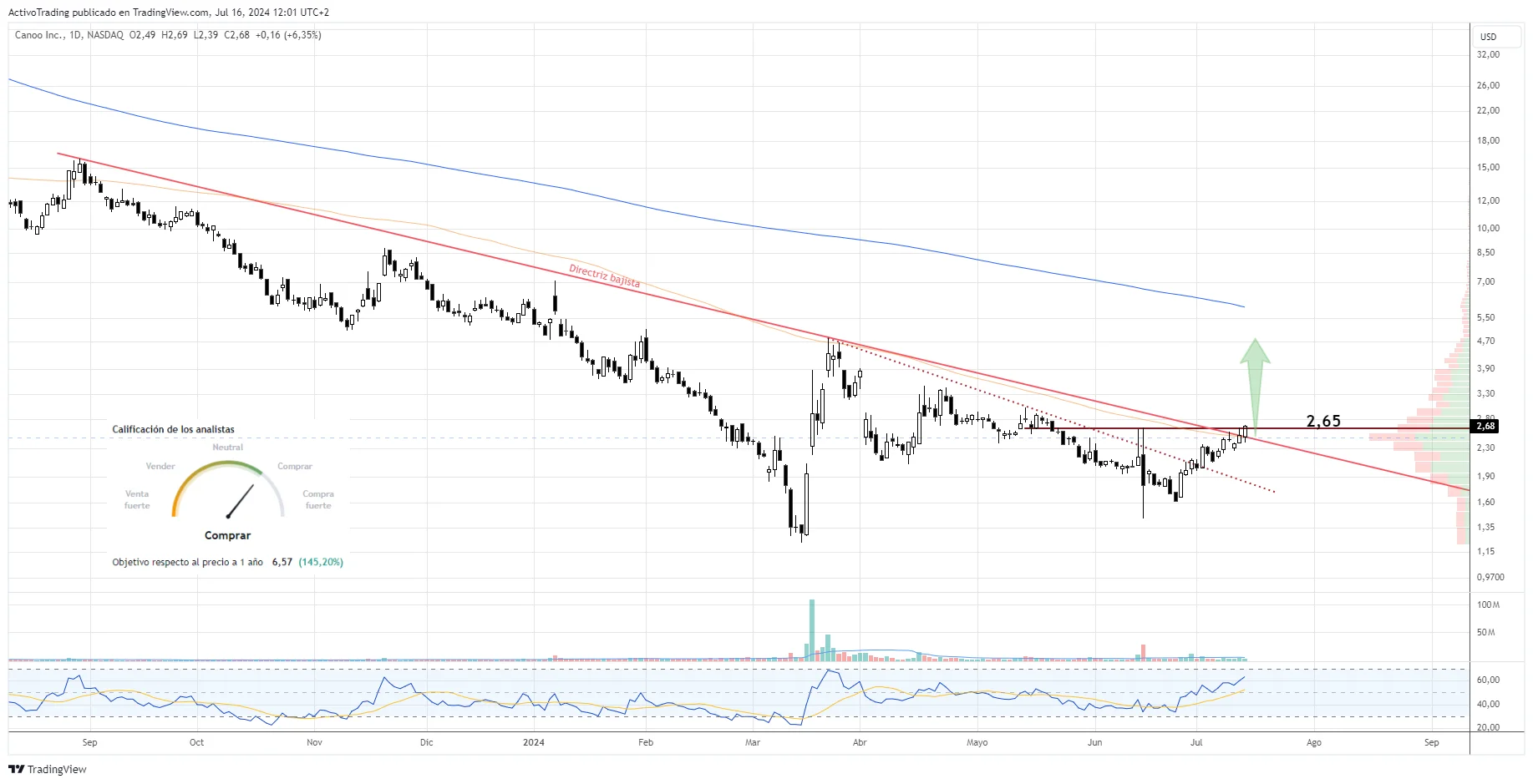 Gráfico diario de Canoo