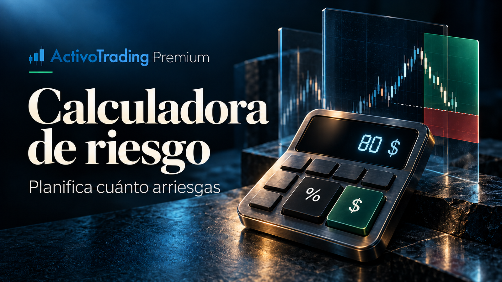 Calculadora de riesgo de ActivoTrading Premium: planifica cuánto arriesgas, con el logotipo de ActivoTrading